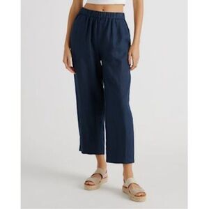 Quince Women 100% European Linen Pants Deep Navy S
